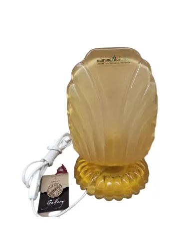 Leucos 648.co.am lampada comodino in cristallo curvato avorio struttura oro 1x60w e14 (vetro di murano)