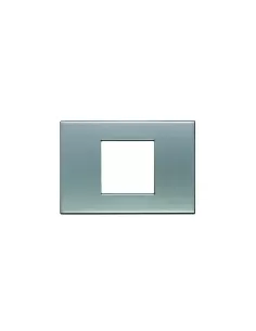 Placa de aluminio natural Bticino light 2 plazas n4819aa