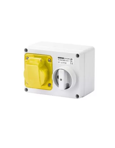 Gewiss gw66003 presa fissa interbloccata orizzontale con fondo senza base portafusibili 3p n t 16a 100-130v 50//60hz 4h ip44