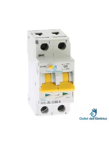 Eaton Pkp62-25/2/c/003-a residual current circuit breaker 2p 25a c 0,03-a 6ka