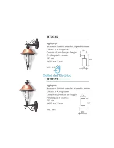 Pink light ELTO3231 copper lantern 75w low arm