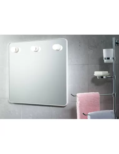 Gedy miroir 60050200000 espejo 55x55 con tres portalámparas e14 cable blanco