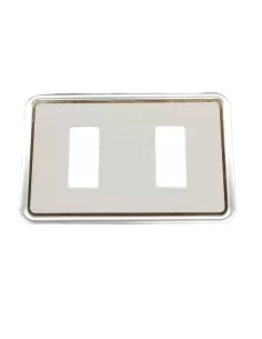 Vimar 08636.I.20 Placa de 2 agujeros para cajas rectangulares, blanco-plata