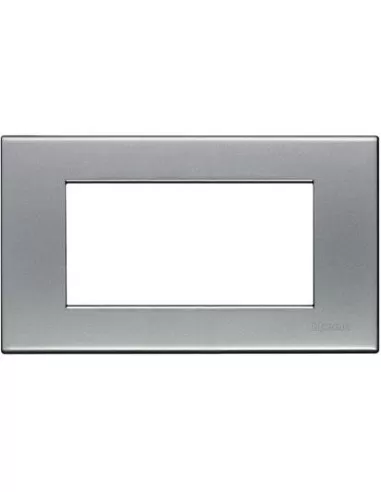 Placa de aluminio natural Bticino light 4 plazas n4804aa