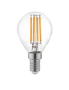 Duralamp lfp454 lampadina deco led a filamento sfera 4w e14 2700k trasparente luce calda