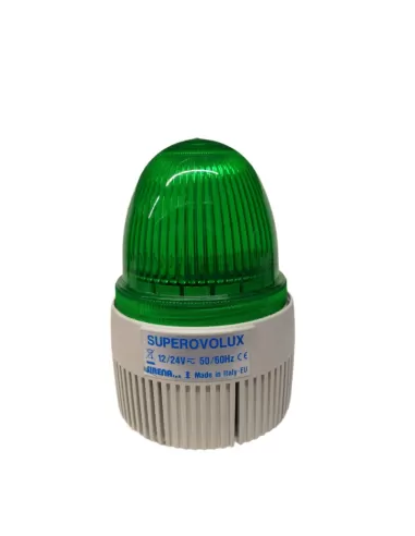 Sirène 31484 superovolux clignotant acoustique vert led 12 24vac//dc 32 sons 96db ip65