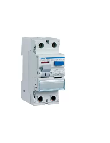 Hager cdc225h interruptor diferencial puro con accesorios 2p 30 ma 25a 2 módulos din