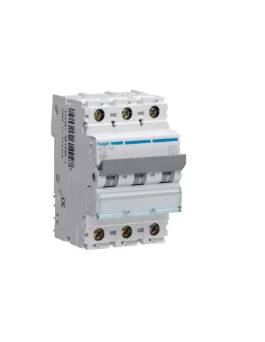 Hager myn306 disjoncteur automatique 3p 3 pôles 3x6a 4 5ka courbe c 3 modules din