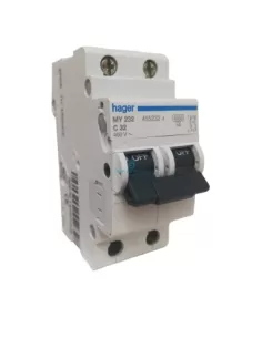 Hager my232 automatic thermal magnetic switch 2 poles 32a 4.5ka 2 din modules