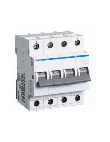 Hager disjoncteur automatique 4p 4 pôles 4x10a 4,5ka courbe c 4 modules din