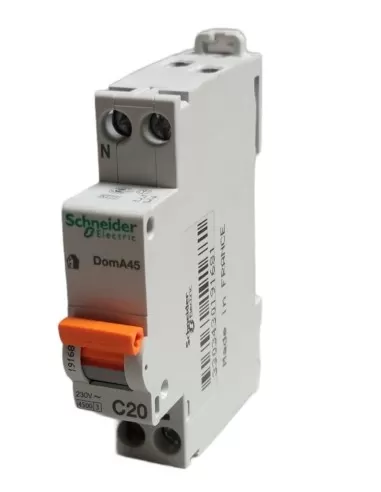 Schneider doma45c20 disjoncteur 1p n c 20a 1 module automatique