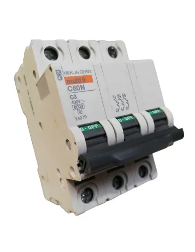 Merlin gerin 24279 circuit breaker 3p 3a 6k c 3mod c60