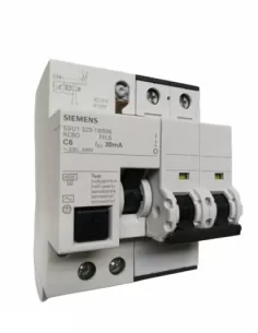 Siemens residual current circuit breaker 2p c6 icn 4,5ka icu 6ka type ac 30ma 5su13231bb06