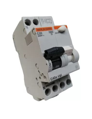 Merlin gerin 19278 circuit breaker 1p n 20a 0.03a c-ac 4.5ka