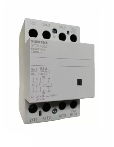 Contacteur Siemens 5tt57502 4p 63a 24vac//cc 4na 3 modules