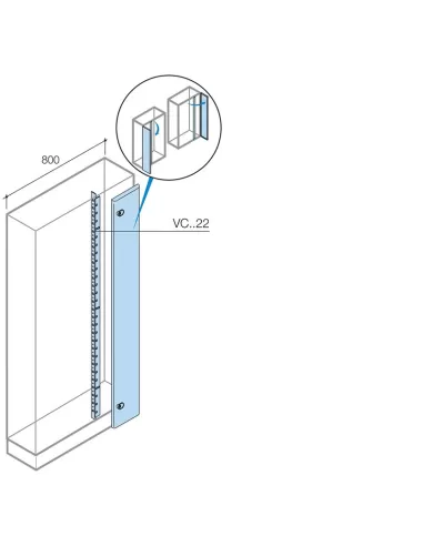 Internal cable compartment 1800x200x250mm (hxwxd)