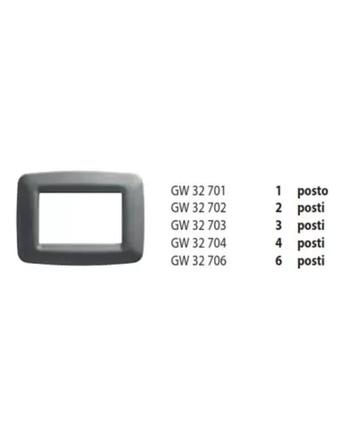 Gewiss 4-seater plate in metallic titanium playbus young gw32704 playbus