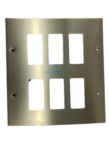 Vimar 08540 Aluminum plate anodized 3+3place 8000 series w/screws