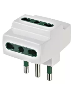 Vimar 00321.B Adaptateur Triple 16A 3 Prises Bipass Bivalentes 10/16A Blanc