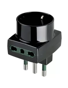 Vimar 00323 Adaptador Triple 16A 2P Bipass Bivalente 10/16A Schuko Negro