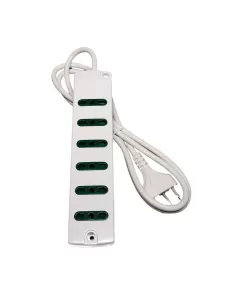 Vimar 00406.CB Multiple Socket Power Strip 6 Bivalent Bypass Sockets 10/16A 16A White With Cable
