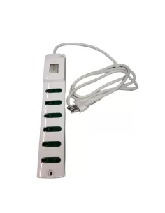 Vimar 00407.CB Multiple Socket Power Strip 6 Bivalent Bypass Sockets 10/16A With 16A Switch White With Cable