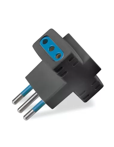 Scame 144 455//n adaptador celeste 3 salidas 2p t 10a