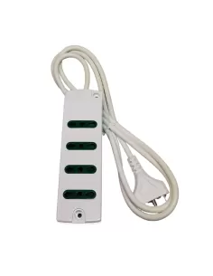 Vimar 00404.CB White Multiple Socket 4 Bivalent Sockets 10/16A With Cable