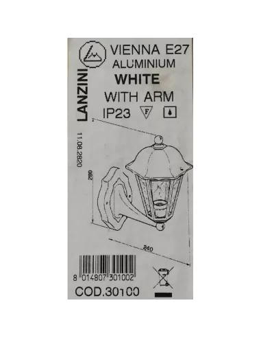 Lanzini 30100 vienne bras blanc tout 100w e27