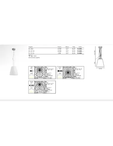 Martini 51486 11 assa sospensione cono vetro aperto