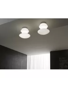 Fabbian d14e03 01 plafón classic diam 220 1xe27 60w blanco cristal cromo brillo