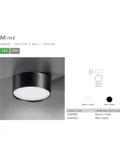 Zafferano ld0092b3 techo de pared de mina Ø 140x57mm blanco mate