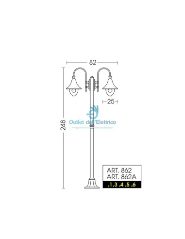 Rm moretti 862 1 lampadaire h 248 couleur noir