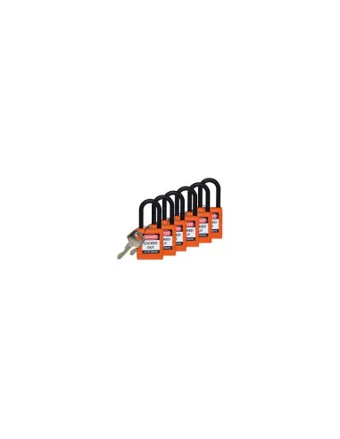 Brady SFTY-Vorhängeschloss Stahl 38 mm Sha Orange (6-teiliges Set)