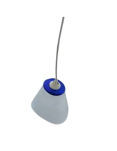 Lampe à suspension verre chromé satiné anneau bleu e14 s60