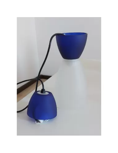 Lámpara colgante cristal d 15 azul satinado m sos negro e27 s62