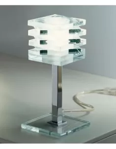 De majo ottoxotto/t lampada da tavolo 60w g9 h 22,5cm vetro in cristallo montatura cromata