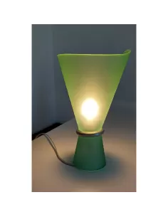 Lampe de table en verre vert pastel avec anneau en nickel mat e14 s73