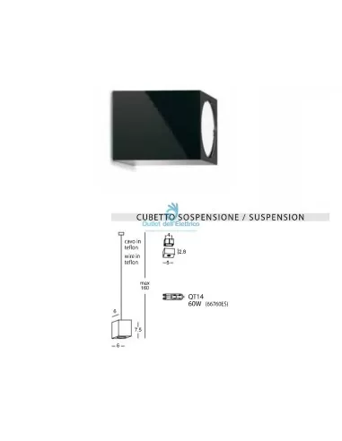 Targetti 388505 cube de suspension g9 noir