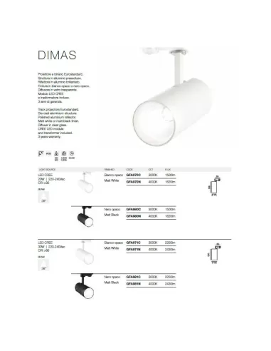 Gea luce GFA971N Weißer Aluminiumprojektor 30 W LED 4000 K