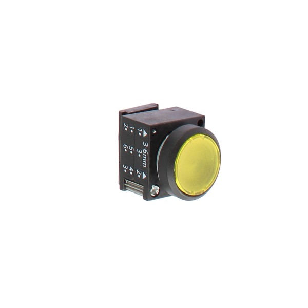 Yellow luminous flat button