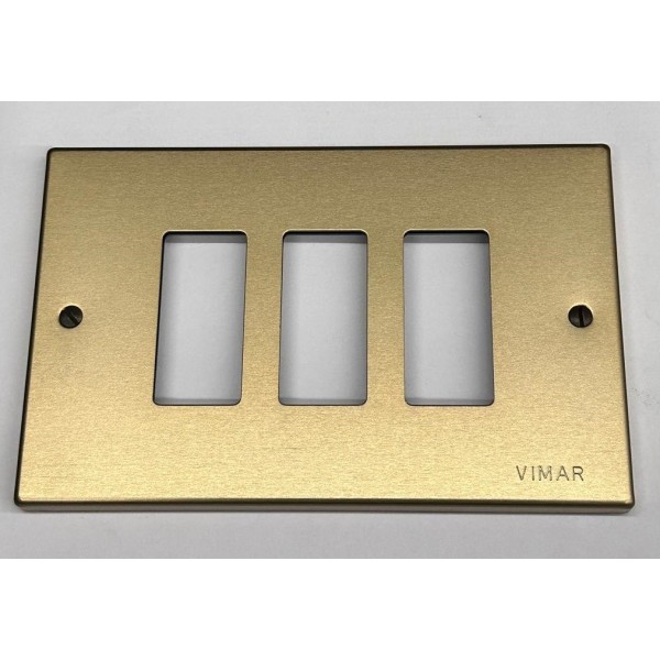 Vimar 08537.Br Serie 8000 3-Modul-Platte, Aluminium, Schrauben, Bronze