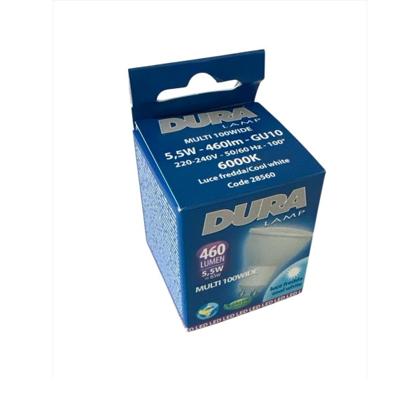 Duralamp 28560 Lampada Led Mr16 gu10 230v 5,5w 100° 6000°k (luce fredda)